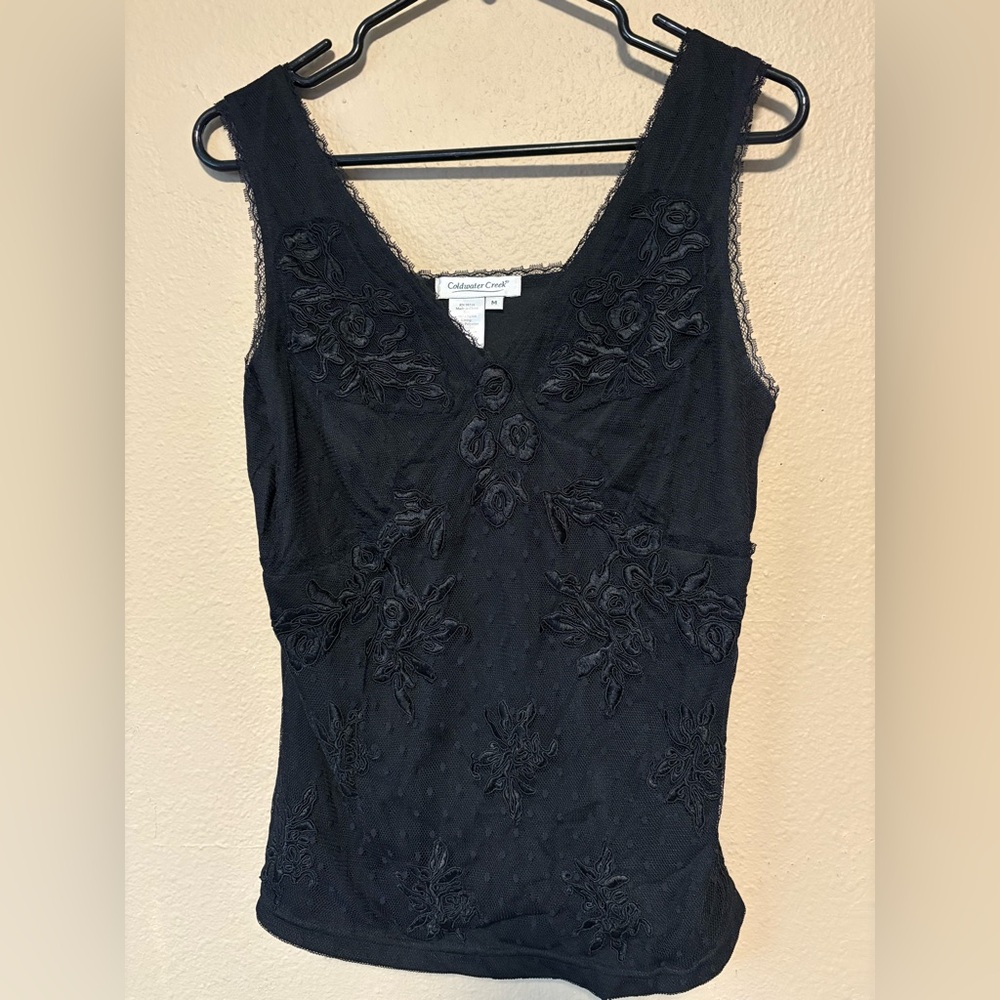 Coldwater Creek Tank Top Floral embroidered
